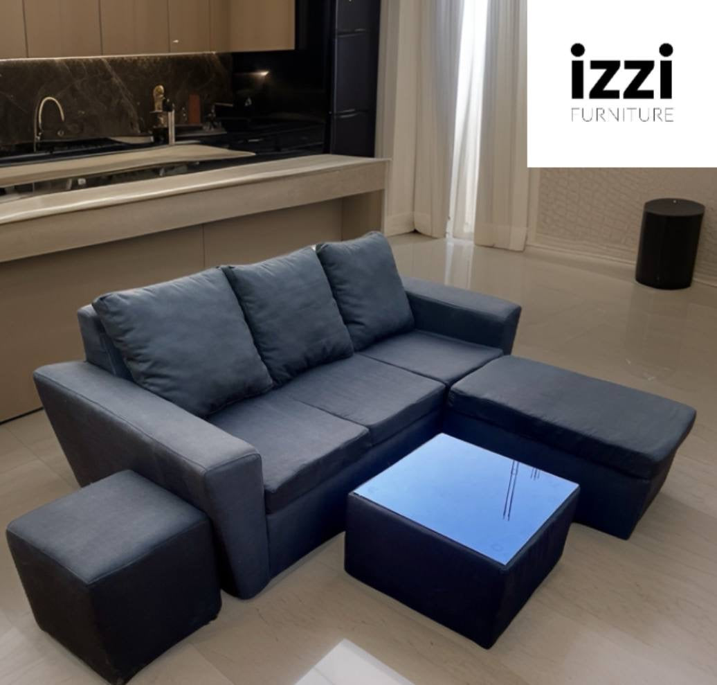 Doux Black rough fabric 3in1 set sofa
