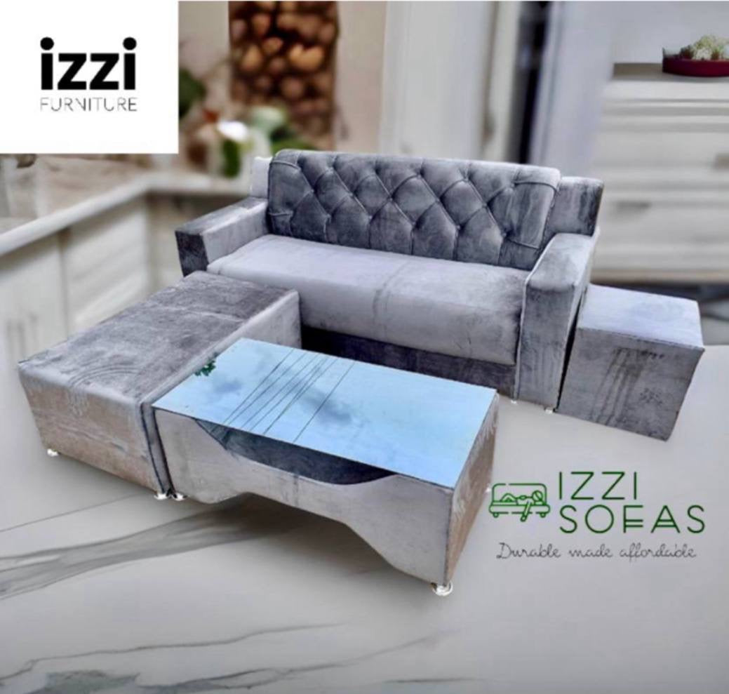 Luxe ash velvet fabric 3in1 sofa set