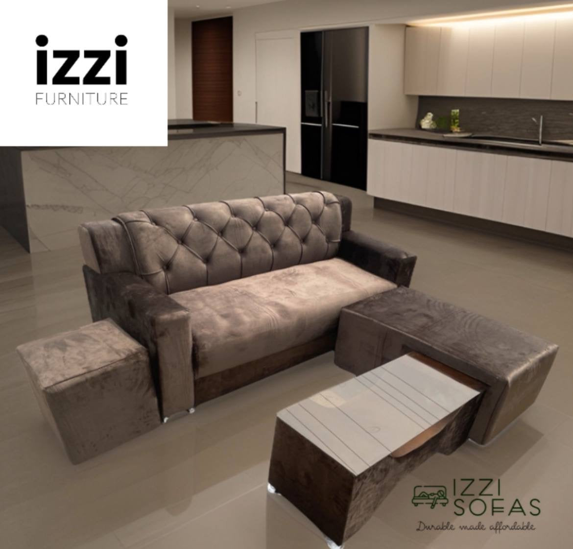 Luxe brown velvet sofa 3in1 set