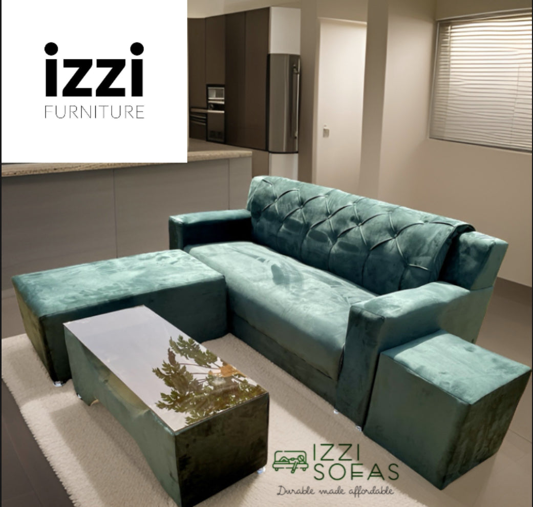 Luxe Green velvet sofa 3in1 set